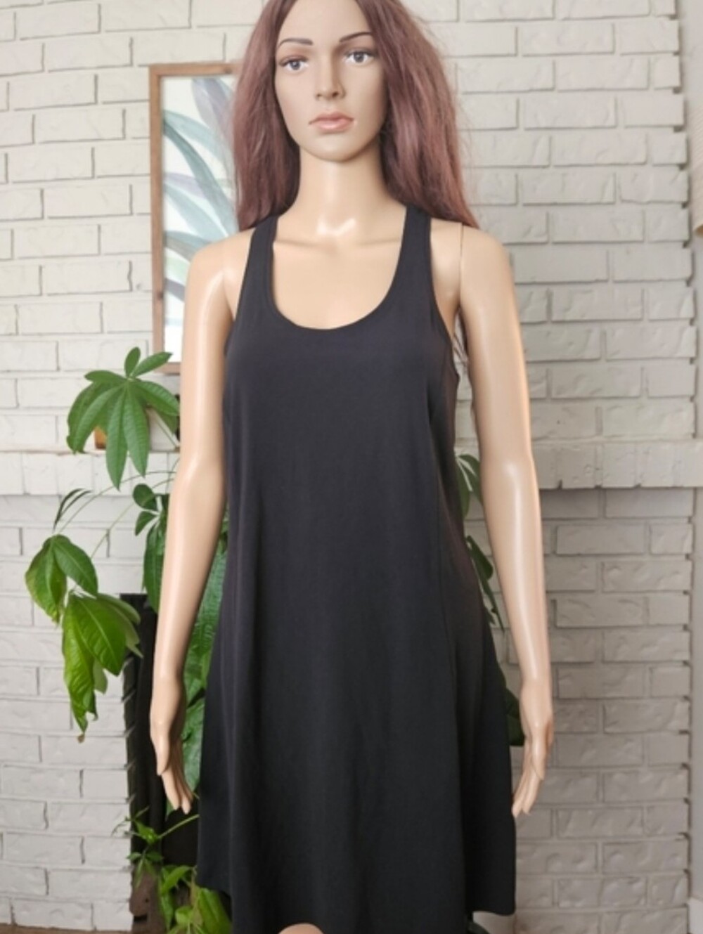 Athleta Sleeveless Athletic Dress Black Midi Scoop Neck
